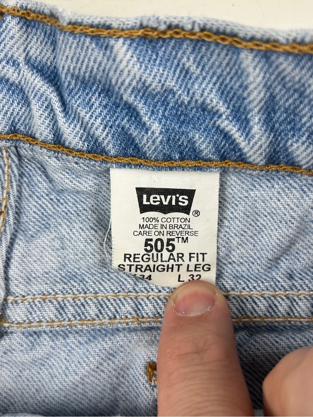 Vintage 1995 Levis 505 Straight Leg Orange Tab Denim Jeans Mens 32x32